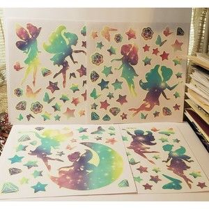4 Pages Little Fairy Glow In The Dark Wall Stickers Kids Room Elf Home Decors